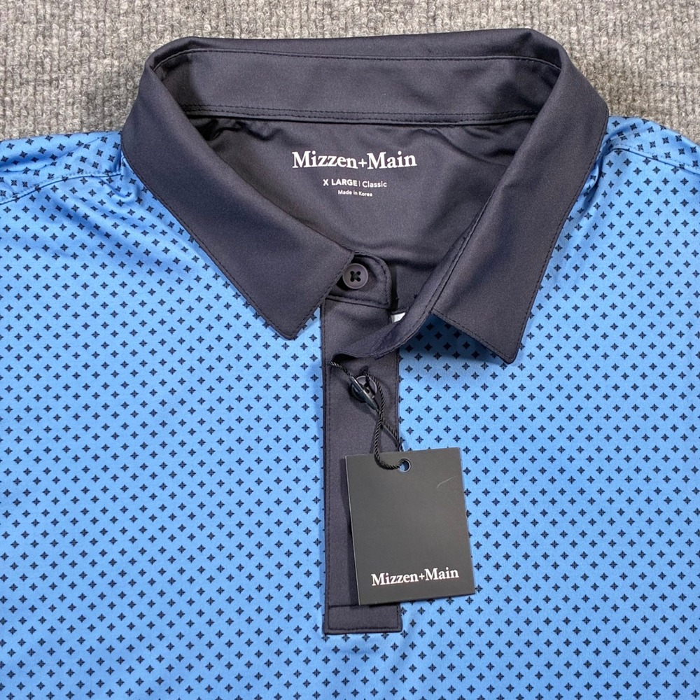 Mizzen+Main Versa Polo Mens XL Provence Blue Geo Print NWT Performance Golf